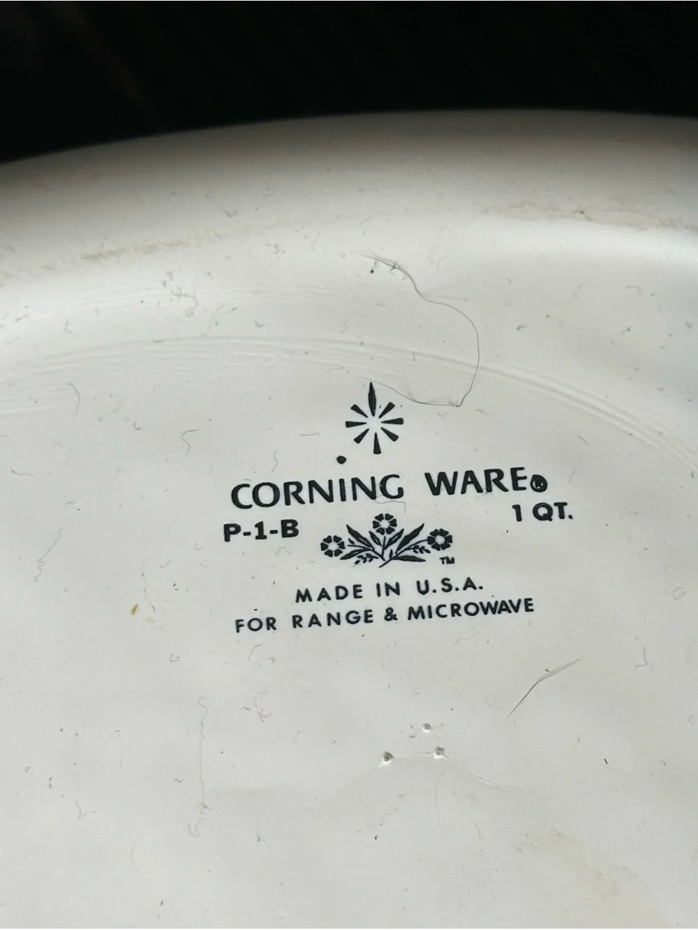 Corningware White Covered Casserole with Blue Logo and Floral Mark - Picture 10 of 12